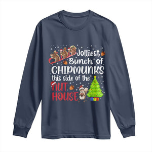 Funny Christmas Long Sleeve Shirt Jolliest Bunch Of Chipmunks This Side Of The Nut House TS10 Navy Print Your Wear