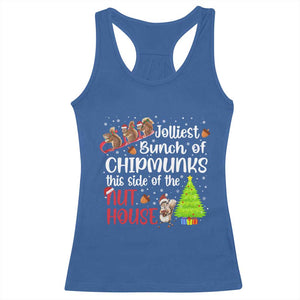 Funny Christmas Racerback Tank Top Jolliest Bunch Of Chipmunks This Side Of The Nut House TS10 Royal Blue Print Your Wear