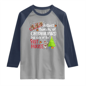 Funny Christmas Raglan Shirt Jolliest Bunch Of Chipmunks This Side Of The Nut House TS10 Sport Gray Navy Print Your Wear