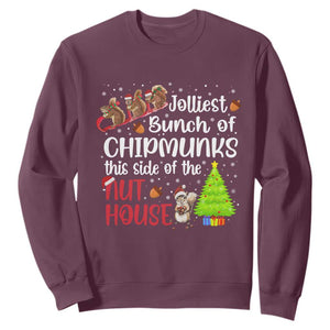 Funny Christmas Sweatshirt Jolliest Bunch Of Chipmunks This Side Of The Nut House TS10 Maroon Print Your Wear