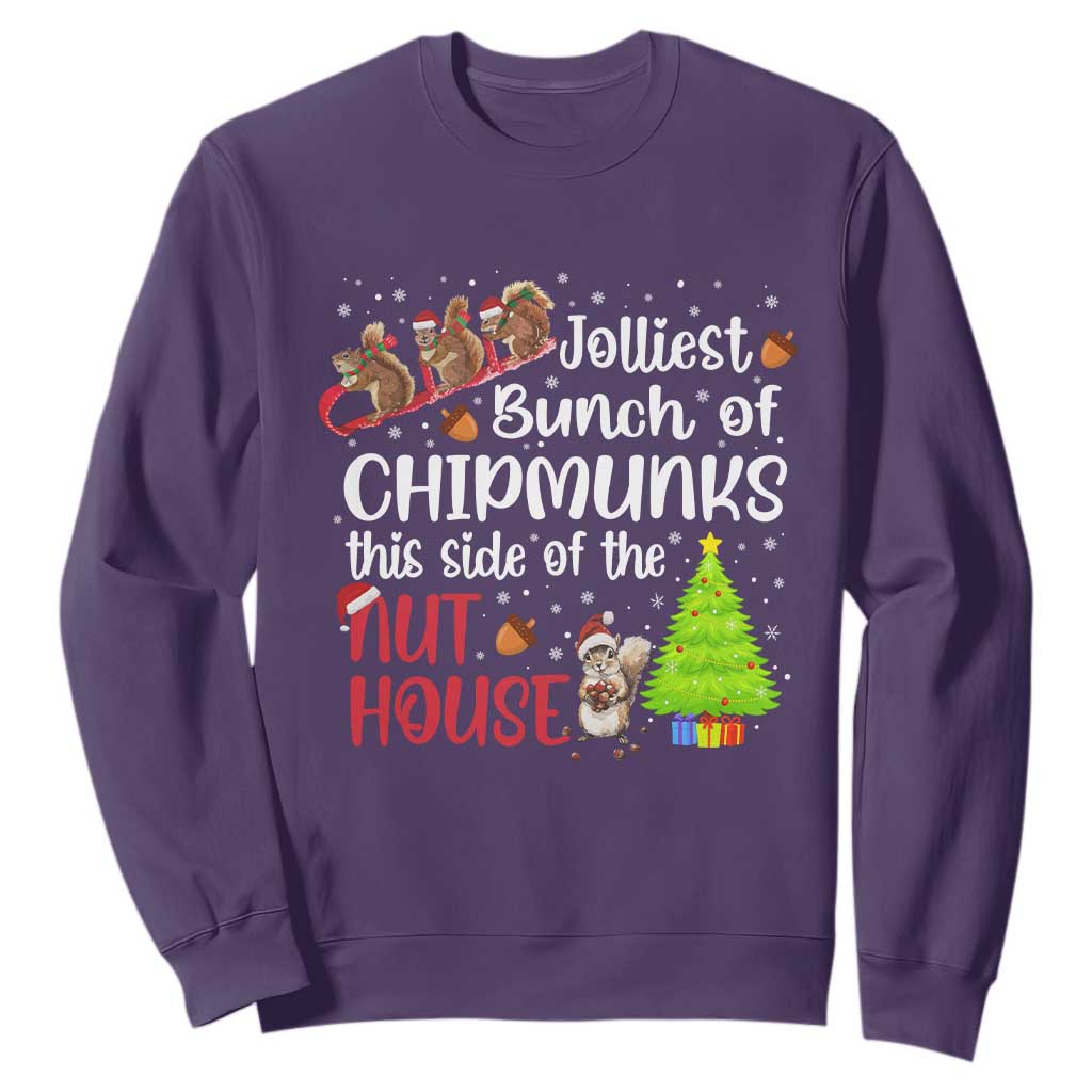 Funny Christmas Sweatshirt Jolliest Bunch Of Chipmunks This Side Of The Nut House TS10 Purple Print Your Wear