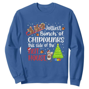 Funny Christmas Sweatshirt Jolliest Bunch Of Chipmunks This Side Of The Nut House TS10 Royal Blue Print Your Wear