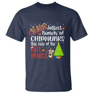 Funny Christmas T Shirt Jolliest Bunch Of Chipmunks This Side Of The Nut House TS10 Navy Print Your Wear