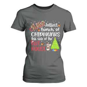 Funny Christmas T Shirt For Women Jolliest Bunch Of Chipmunks This Side Of The Nut House TS10 Dark Heather Print Your Wear