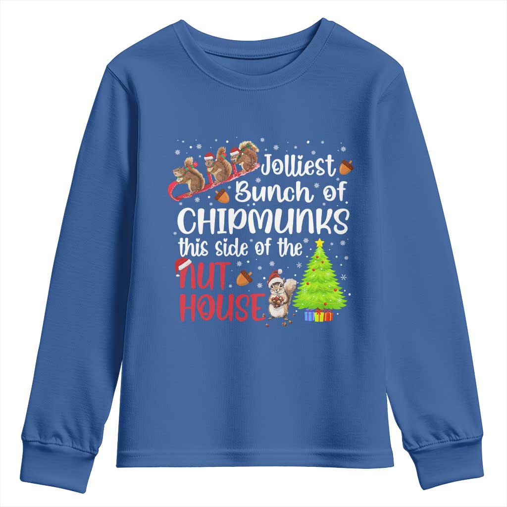 Funny Christmas Youth Sweatshirt Jolliest Bunch Of Chipmunks This Side Of The Nut House TS10 Royal Blue Print Your Wear