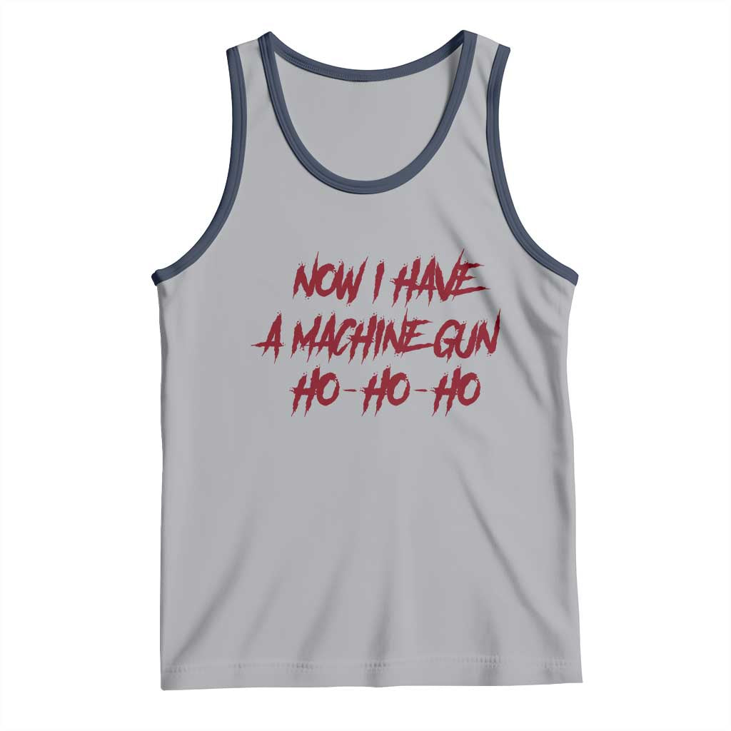 Now I Have A Machine Gun Tank Top Funny Retro 90s Movie Jumper TS10 Athletic Heather Navy Print Your Wear