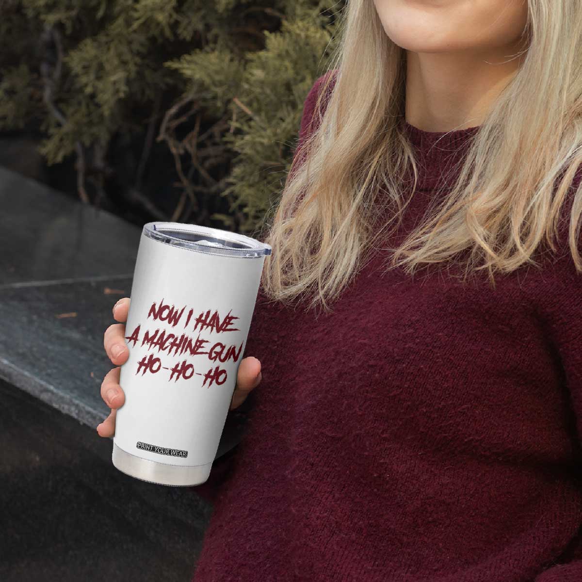 Now I Have A Machine Gun Tumbler Cup Funny Retro 90s Movie Jumper TS10 Print Your Wear