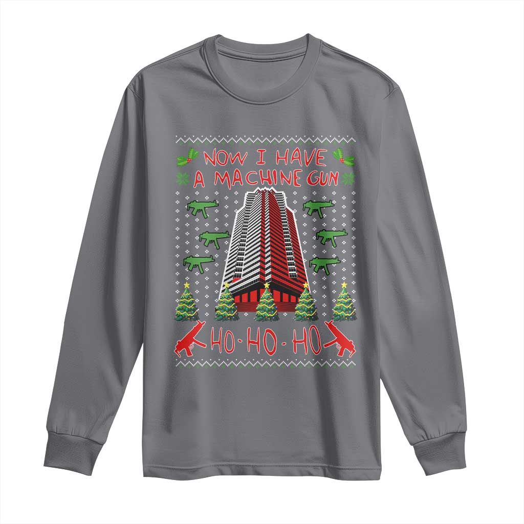 Now I Have A Machine Gun Long Sleeve Shirt Nakatomi Plaza Christmas Party 1988 Ugly Xmas Gift TS10 Charcoal Print Your Wear
