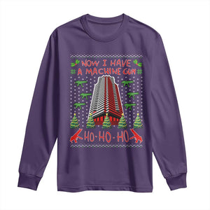 Now I Have A Machine Gun Long Sleeve Shirt Nakatomi Plaza Christmas Party 1988 Ugly Xmas Gift TS10 Purple Print Your Wear