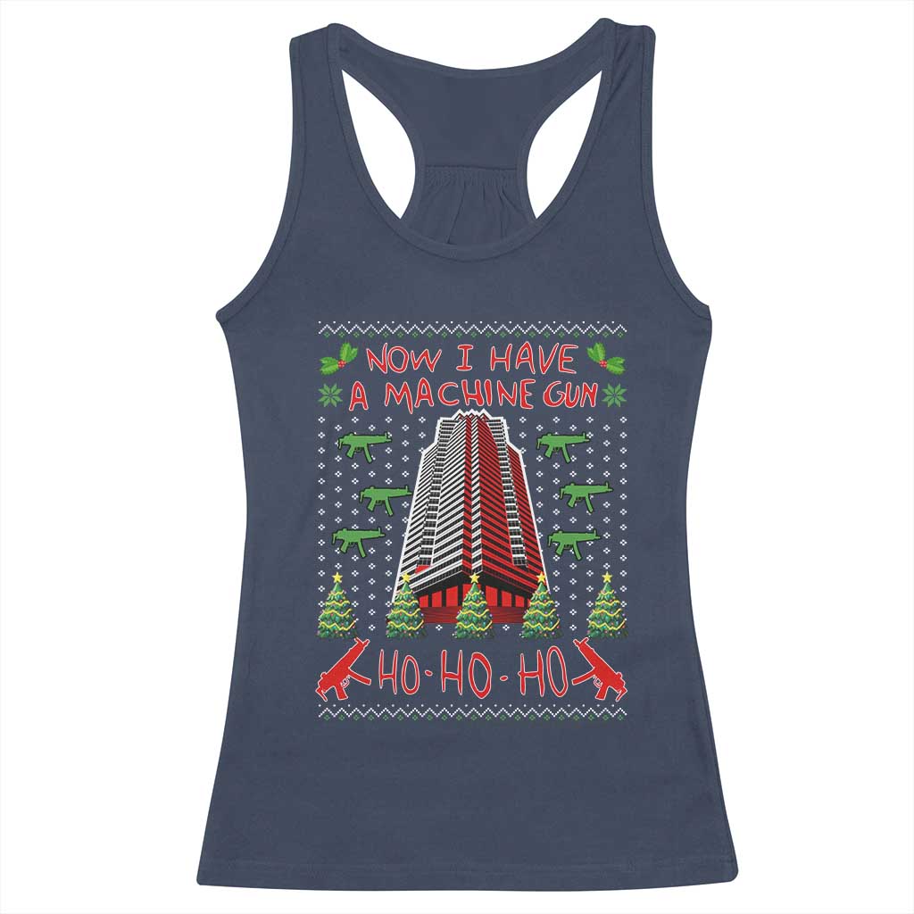 Now I Have A Machine Gun Racerback Tank Top Nakatomi Plaza Christmas Party 1988 Ugly Xmas Gift TS10 Navy Print Your Wear