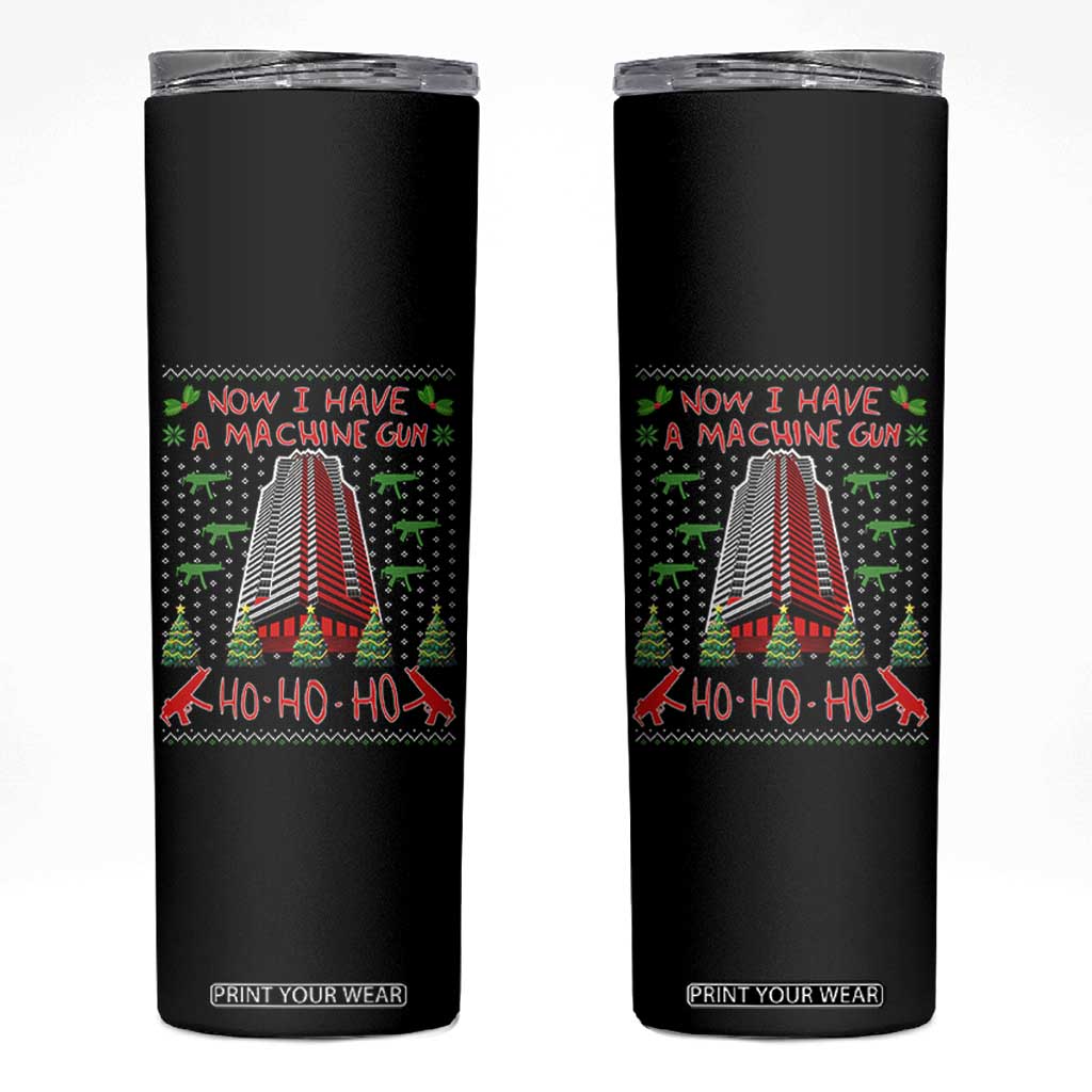 Now I Have A Machine Gun Skinny Tumbler Nakatomi Plaza Christmas Party 1988 Ugly Xmas Gift TS10 Black Print Your Wear
