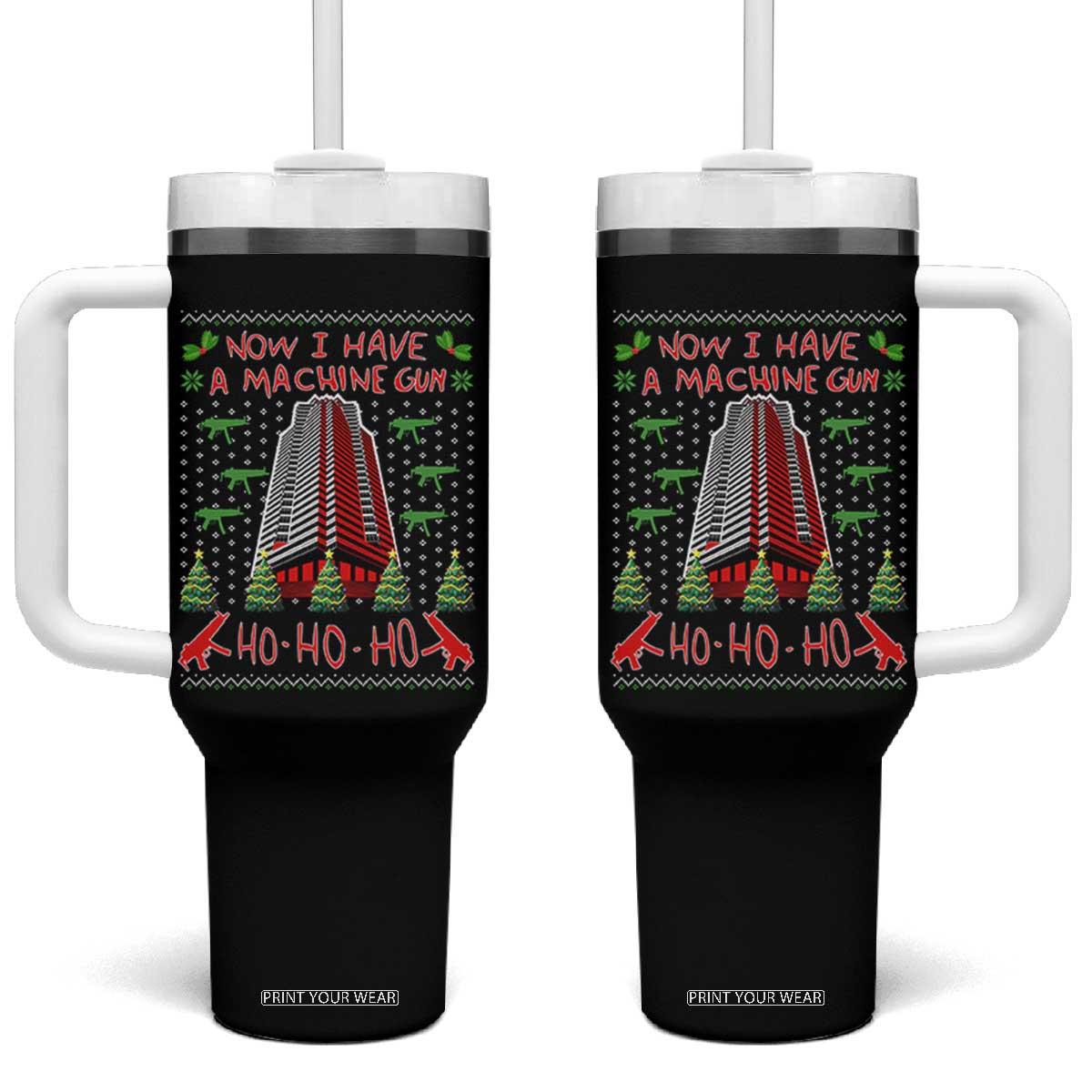 Now I Have A Machine Gun Tumbler With Handle Nakatomi Plaza Christmas Party 1988 Ugly Xmas Gift TS10 One Size: 40 oz Black Print Your Wear