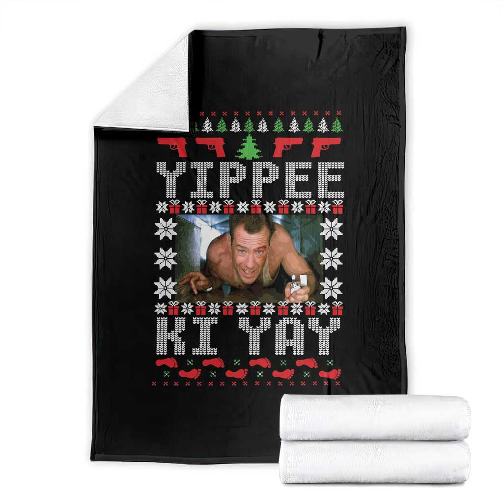 Yippee Ki Yay Throw Blanket Funny 80's Movie Xmas Gift Ugly Christmas TS10 Black Print Your Wear
