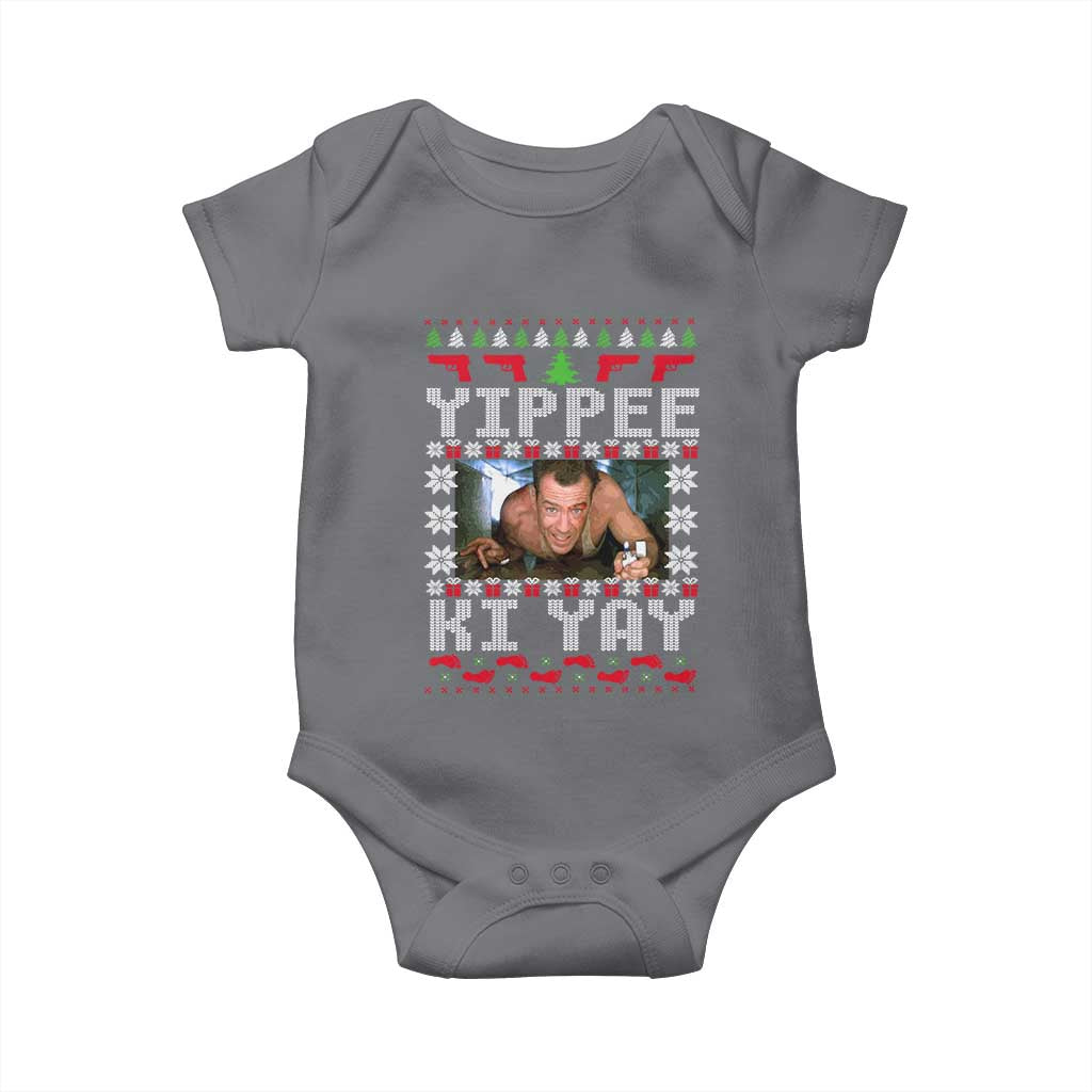 Yippee Ki Yay Baby Onesie Funny 80's Movie Xmas Gift Ugly Christmas TS10 Charcoal Print Your Wear