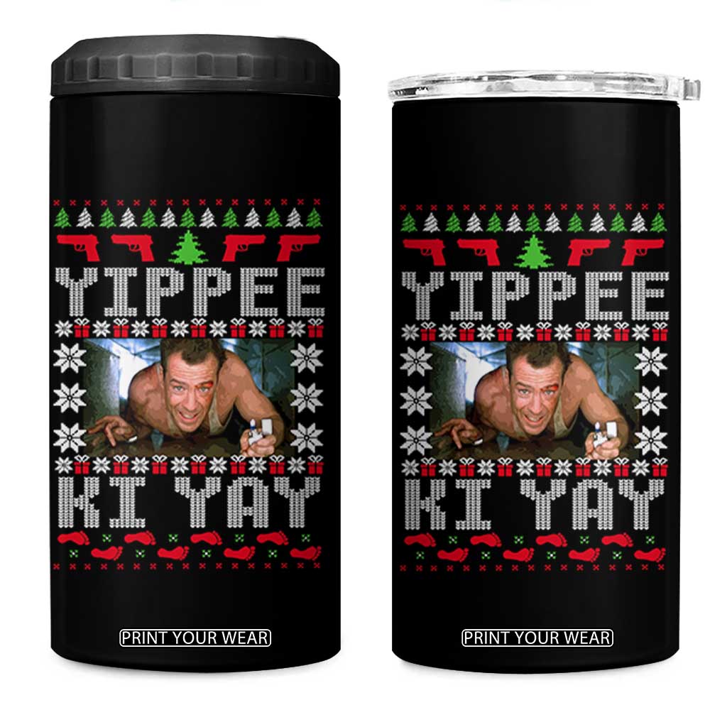 Yippee Ki Yay 4 in 1 Can Cooler Tumbler Funny 80's Movie Xmas Gift Ugly Christmas TS10 One Size: 16 oz Black Print Your Wear