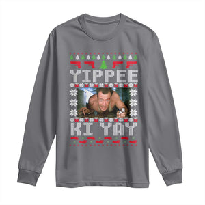 Yippee Ki Yay Long Sleeve Shirt Funny 80's Movie Xmas Gift Ugly Christmas TS10 Charcoal Print Your Wear