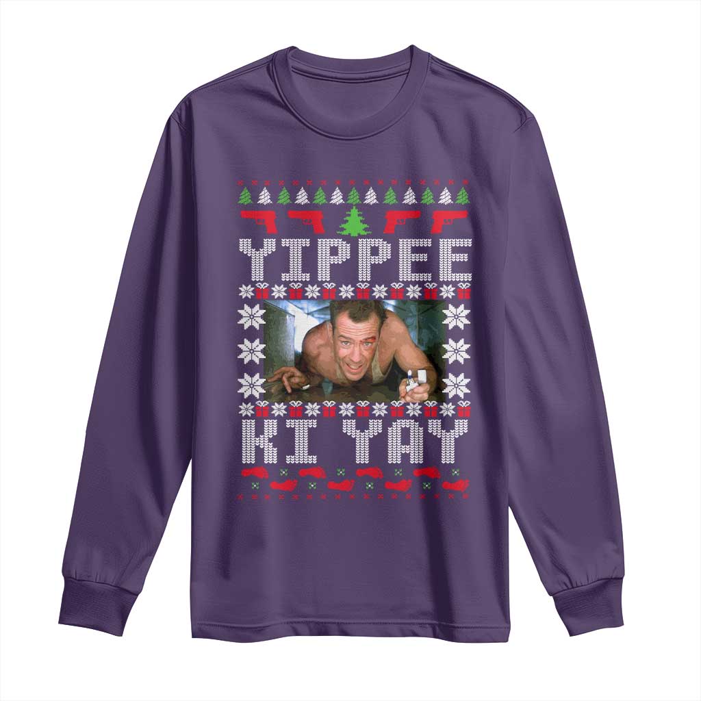 Yippee Ki Yay Long Sleeve Shirt Funny 80's Movie Xmas Gift Ugly Christmas TS10 Purple Print Your Wear