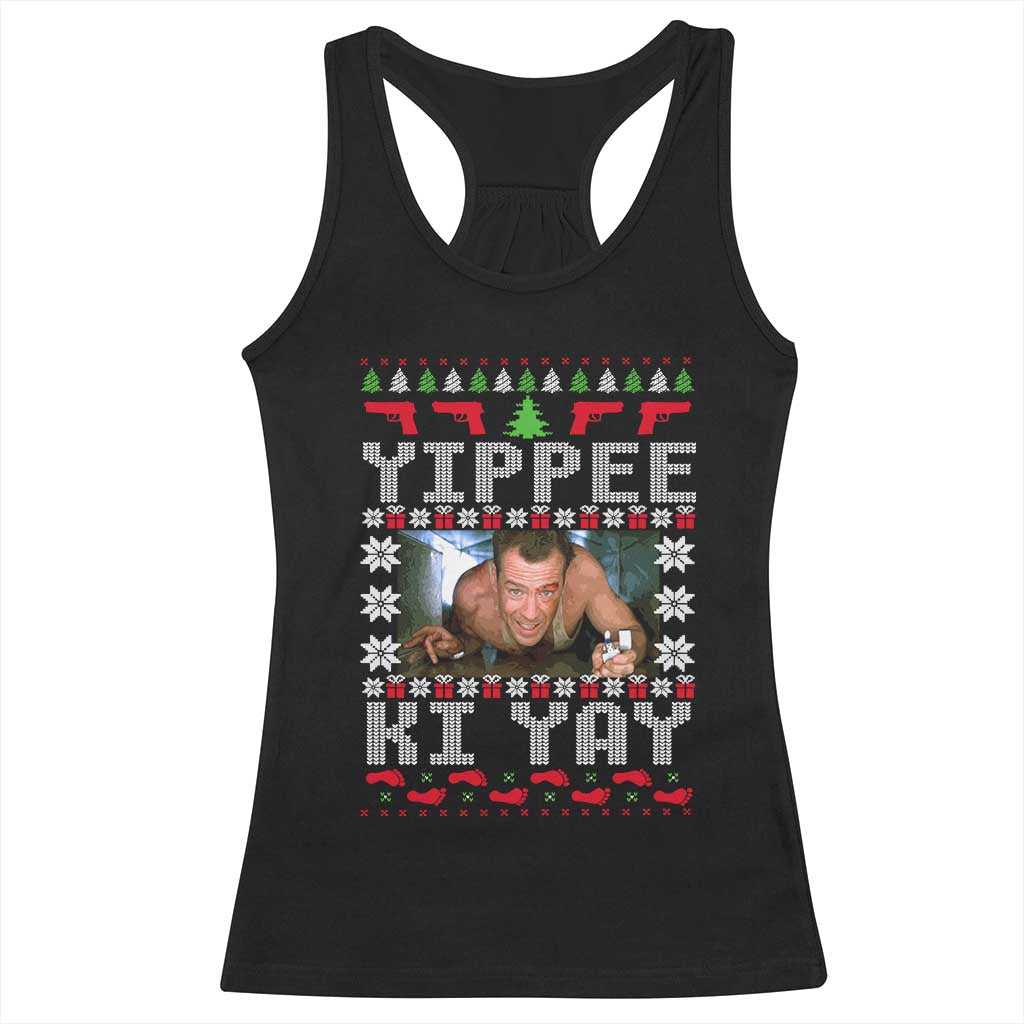 Yippee Ki Yay Racerback Tank Top Funny 80's Movie Xmas Gift Ugly Christmas TS10 Black Print Your Wear