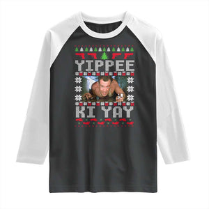 Yippee Ki Yay Raglan Shirt Funny 80's Movie Xmas Gift Ugly Christmas TS10 Black White Print Your Wear