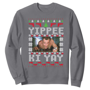 Yippee Ki Yay Sweatshirt Funny 80's Movie Xmas Gift Ugly Christmas TS10 Charcoal Print Your Wear