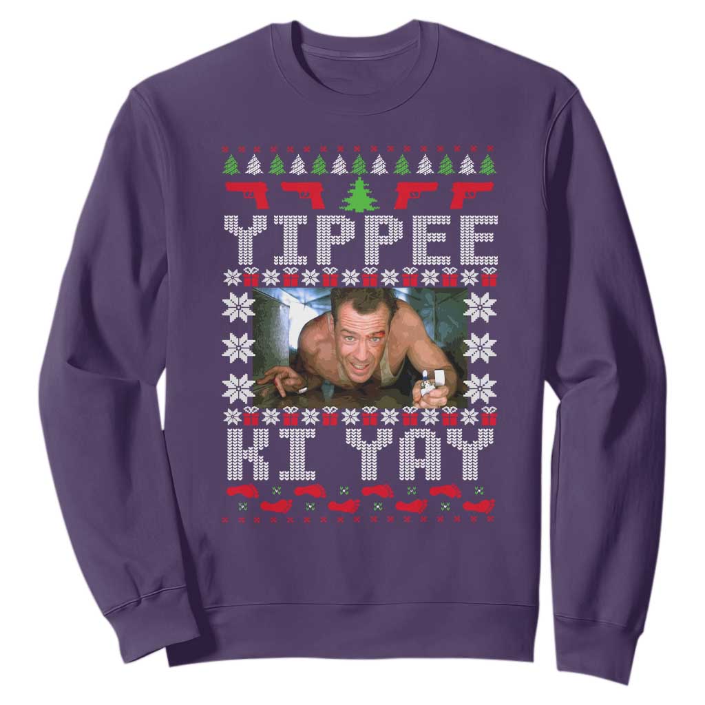 Yippee Ki Yay Sweatshirt Funny 80's Movie Xmas Gift Ugly Christmas TS10 Purple Print Your Wear