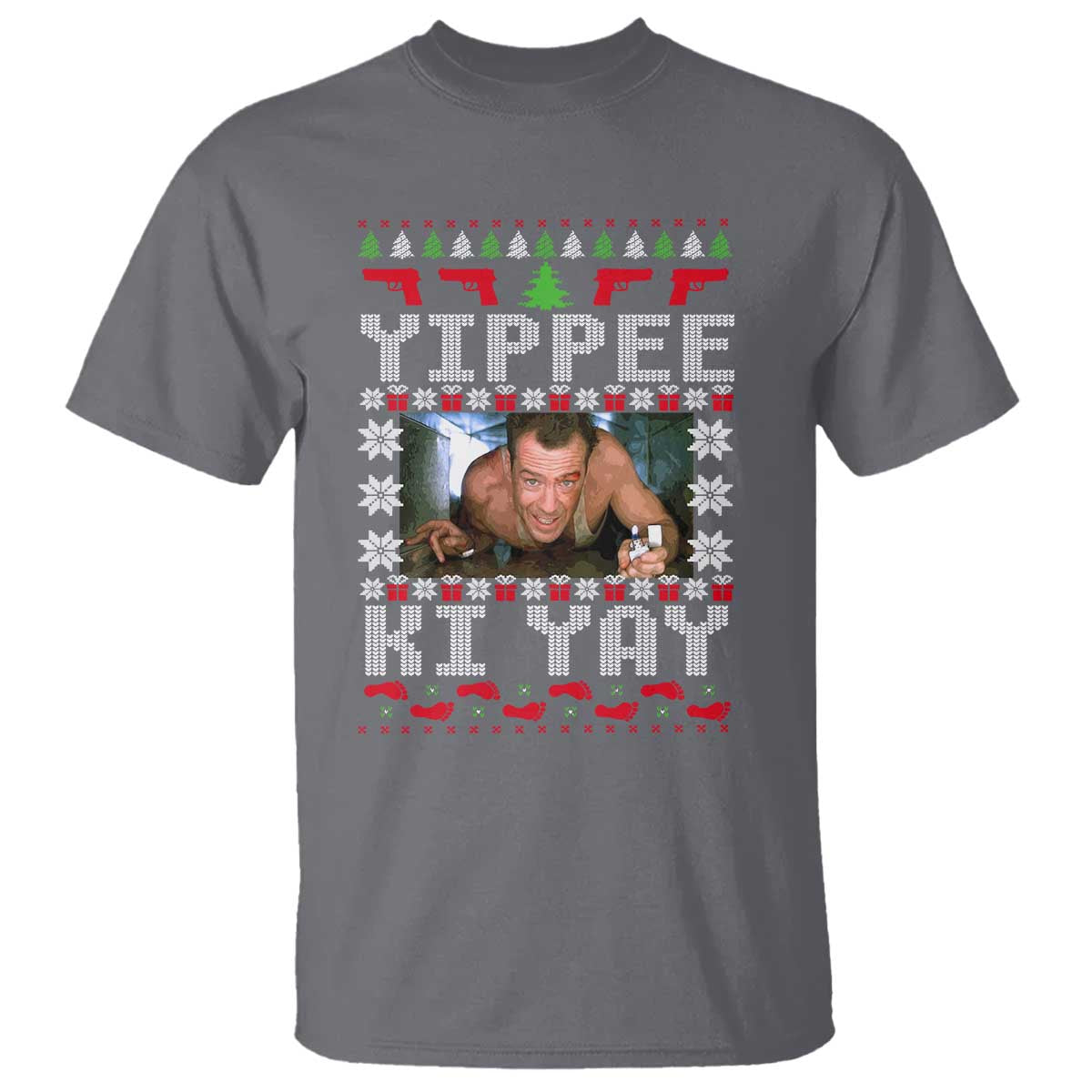 Yippee Ki Yay T Shirt Funny 80's Movie Xmas Gift Ugly Christmas TS10 Charcoal Print Your Wear