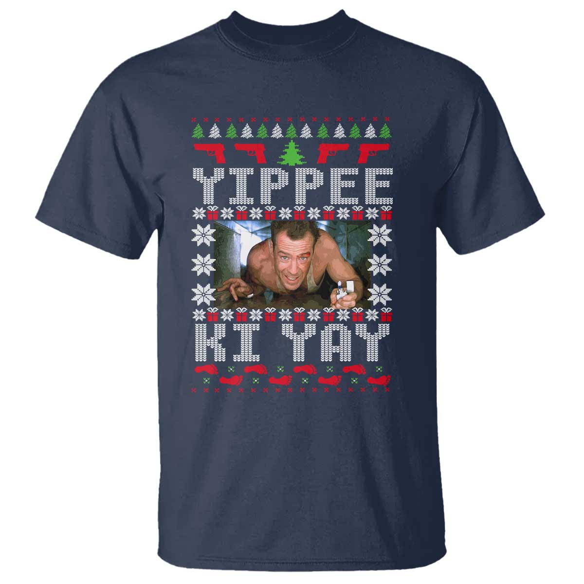 Yippee Ki Yay T Shirt Funny 80's Movie Xmas Gift Ugly Christmas TS10 Navy Print Your Wear