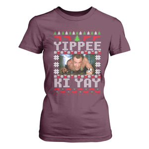 Yippee Ki Yay T Shirt For Women Funny 80's Movie Xmas Gift Ugly Christmas TS10 Maroon Print Your Wear