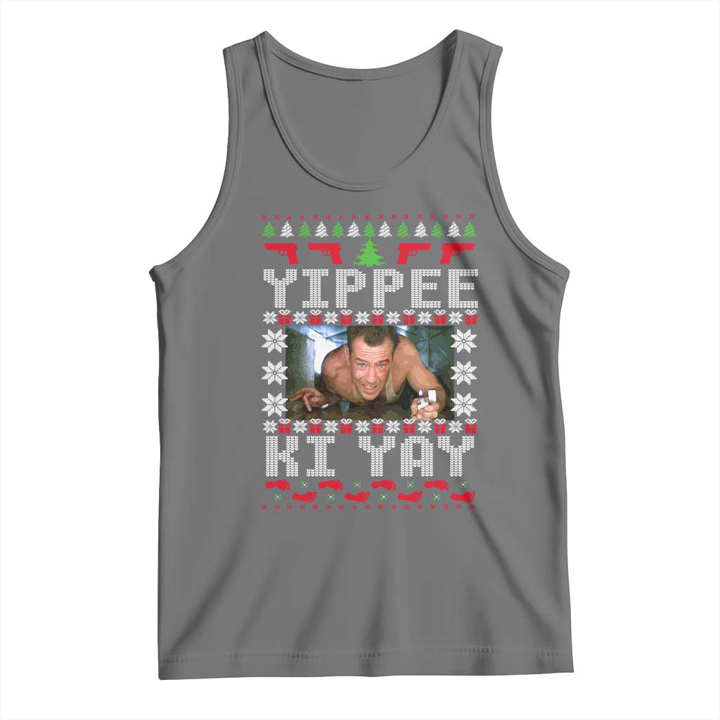 Yippee Ki Yay Tank Top Funny 80's Movie Xmas Gift Ugly Christmas TS10 Black Heather Print Your Wear