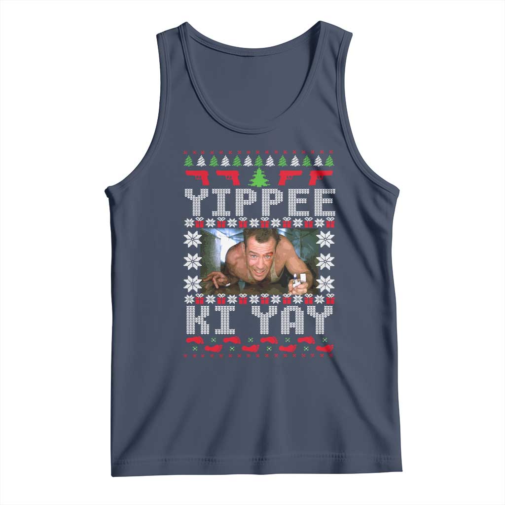 Yippee Ki Yay Tank Top Funny 80's Movie Xmas Gift Ugly Christmas TS10 Navy Print Your Wear