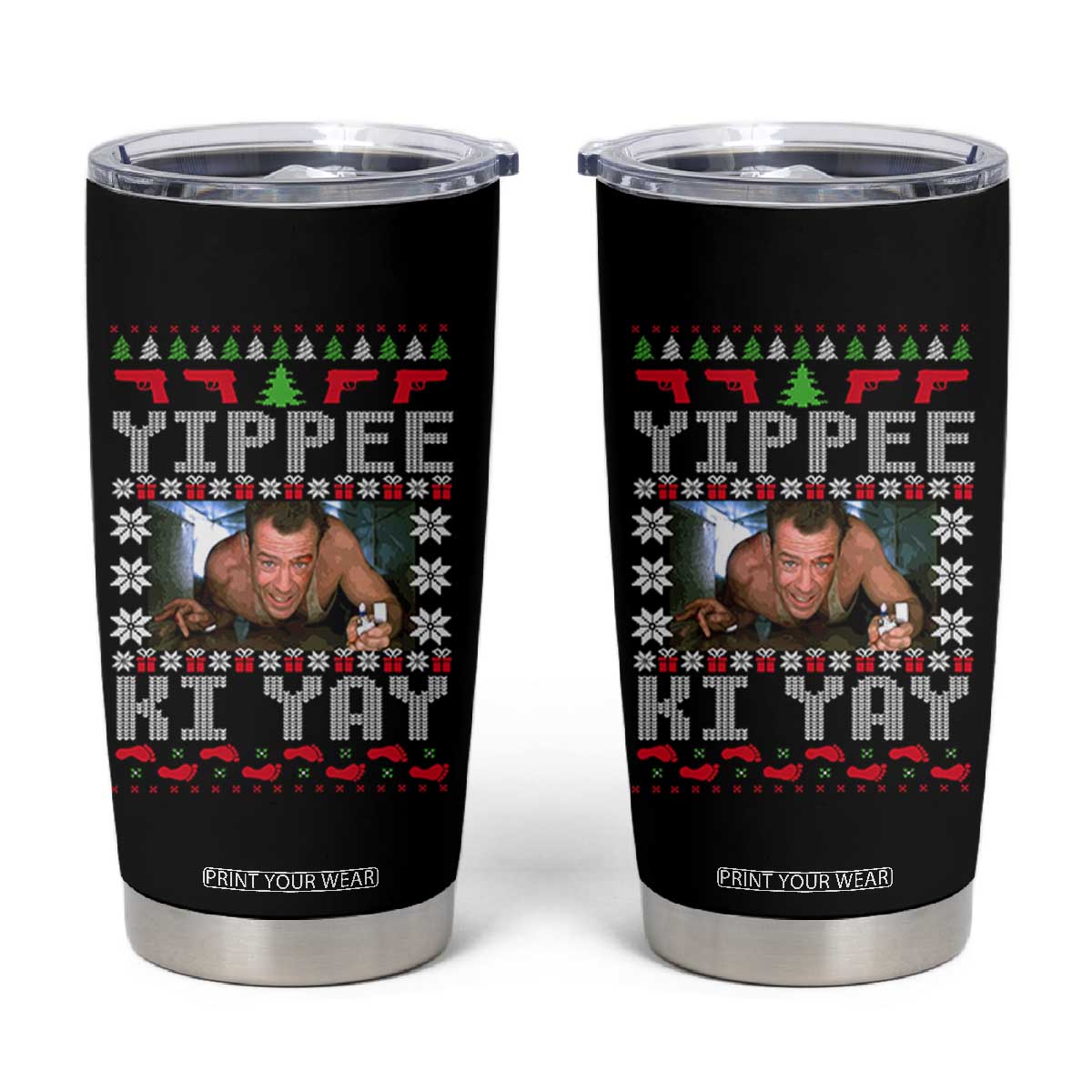 Yippee Ki Yay Tumbler Cup Funny 80's Movie Xmas Gift Ugly Christmas TS10 Black Print Your Wear