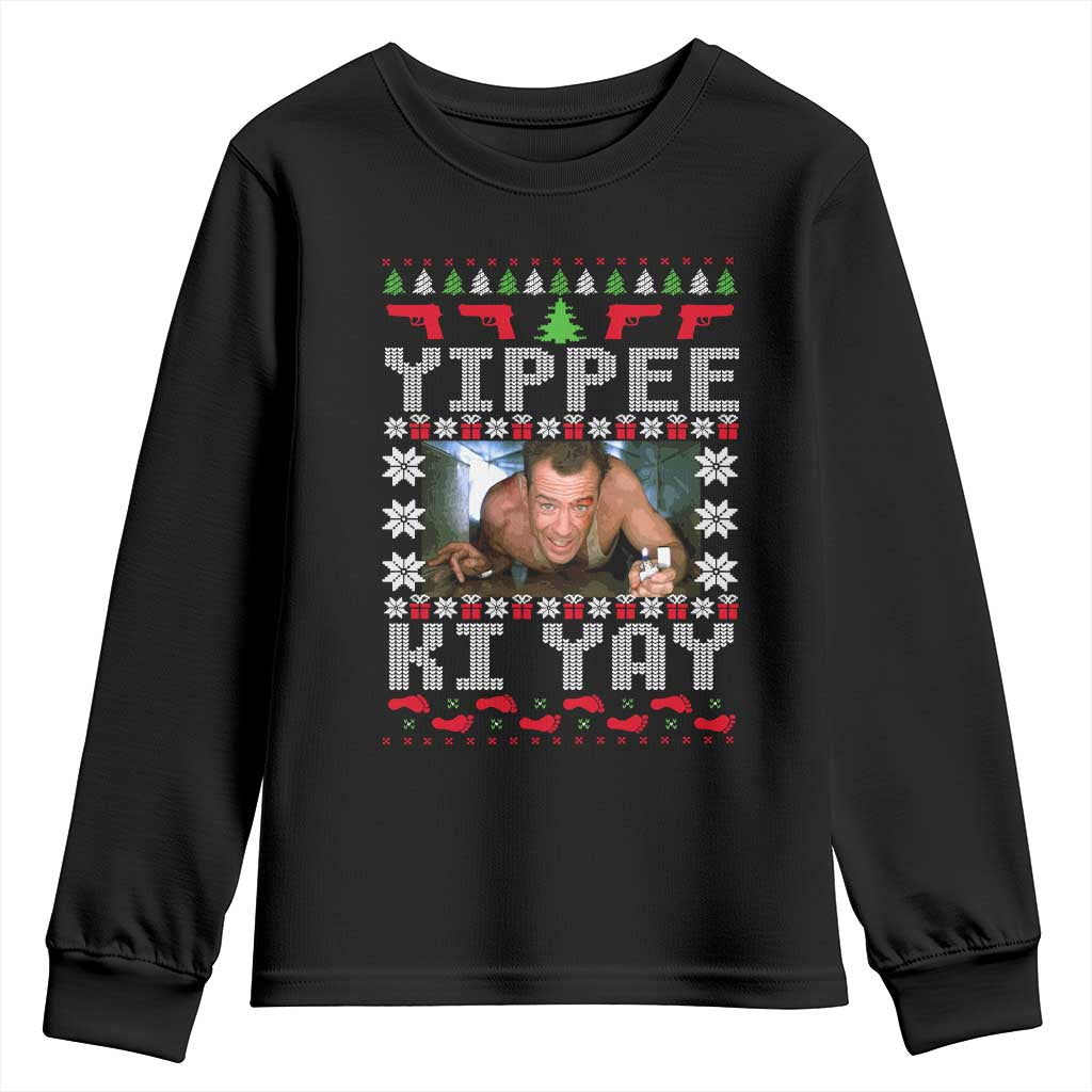Yippee Ki Yay Youth Sweatshirt Funny 80's Movie Xmas Gift Ugly Christmas TS10 Black Print Your Wear