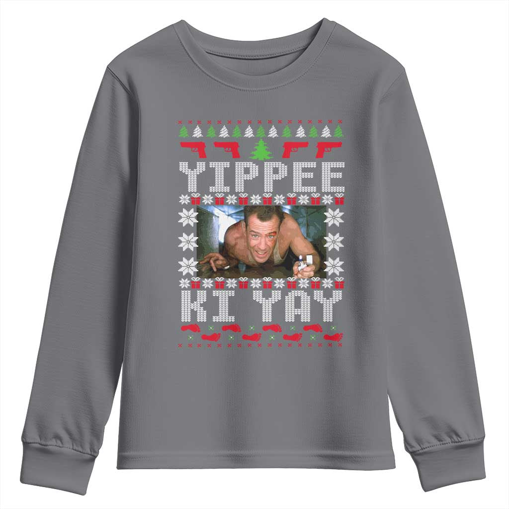 Yippee Ki Yay Youth Sweatshirt Funny 80's Movie Xmas Gift Ugly Christmas TS10 Charcoal Print Your Wear