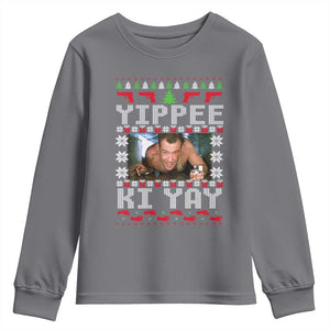 Yippee Ki Yay Youth Sweatshirt Funny 80's Movie Xmas Gift Ugly Christmas TS10 Charcoal Print Your Wear