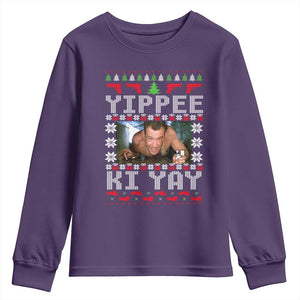 Yippee Ki Yay Youth Sweatshirt Funny 80's Movie Xmas Gift Ugly Christmas TS10 Purple Print Your Wear