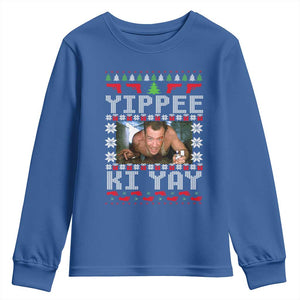 Yippee Ki Yay Youth Sweatshirt Funny 80's Movie Xmas Gift Ugly Christmas TS10 Royal Blue Print Your Wear
