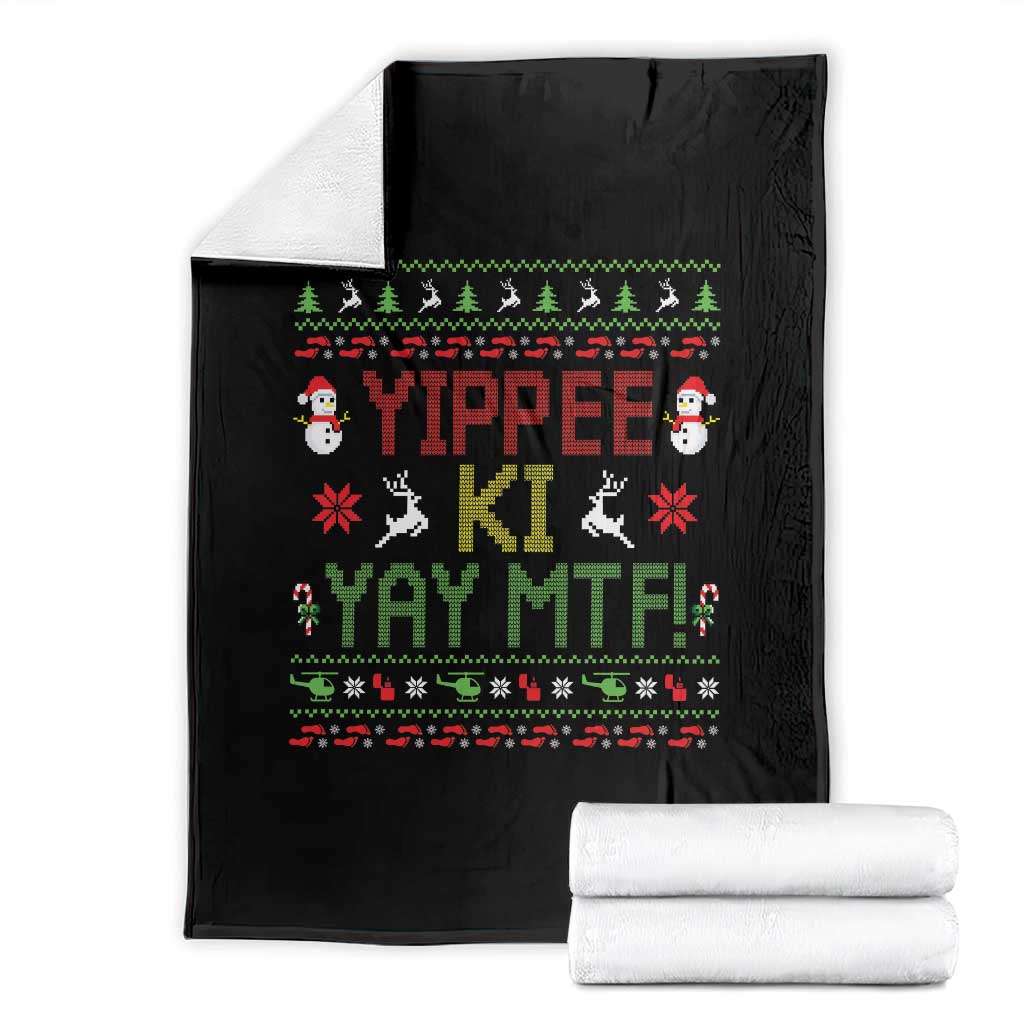Yippee Ki Yay Throw Blanket 80's Movie Xmas Gift Ugly Christmas TS10 Black Print Your Wear