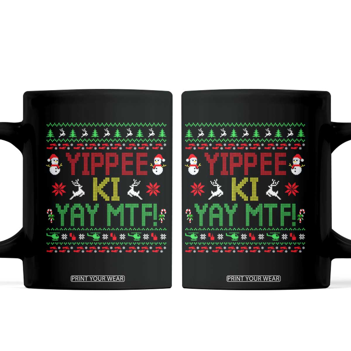 Yippee Ki Yay Coffee Mug 80's Movie Xmas Gift Ugly Christmas TS10 Black Print Your Wear
