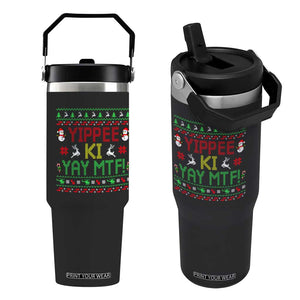 Yippee Ki Yay Flip Straw Tumbler 80's Movie Xmas Gift Ugly Christmas TS10 One Size: 30 oz Black Print Your Wear
