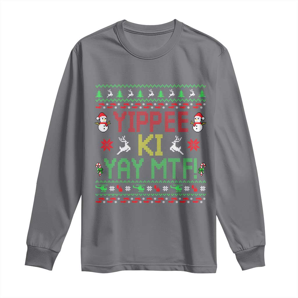 Yippee Ki Yay Long Sleeve Shirt 80's Movie Xmas Gift Ugly Christmas TS10 Charcoal Print Your Wear