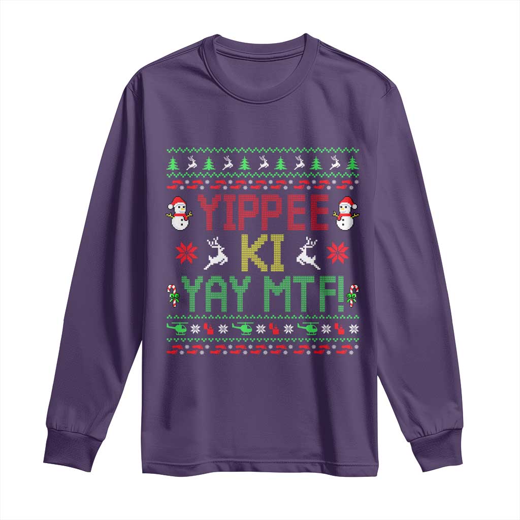Yippee Ki Yay Long Sleeve Shirt 80's Movie Xmas Gift Ugly Christmas TS10 Purple Print Your Wear