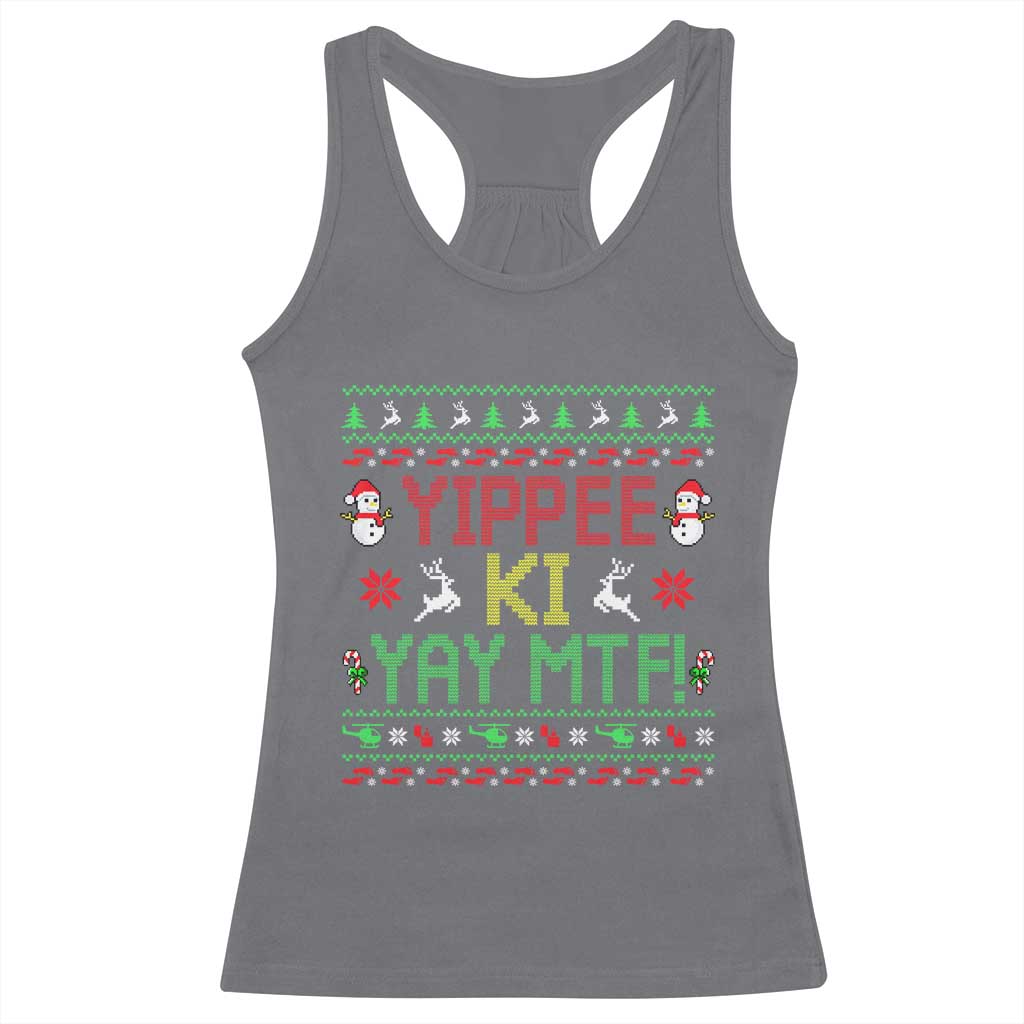 Yippee Ki Yay Racerback Tank Top 80's Movie Xmas Gift Ugly Christmas TS10 Charcoal Print Your Wear