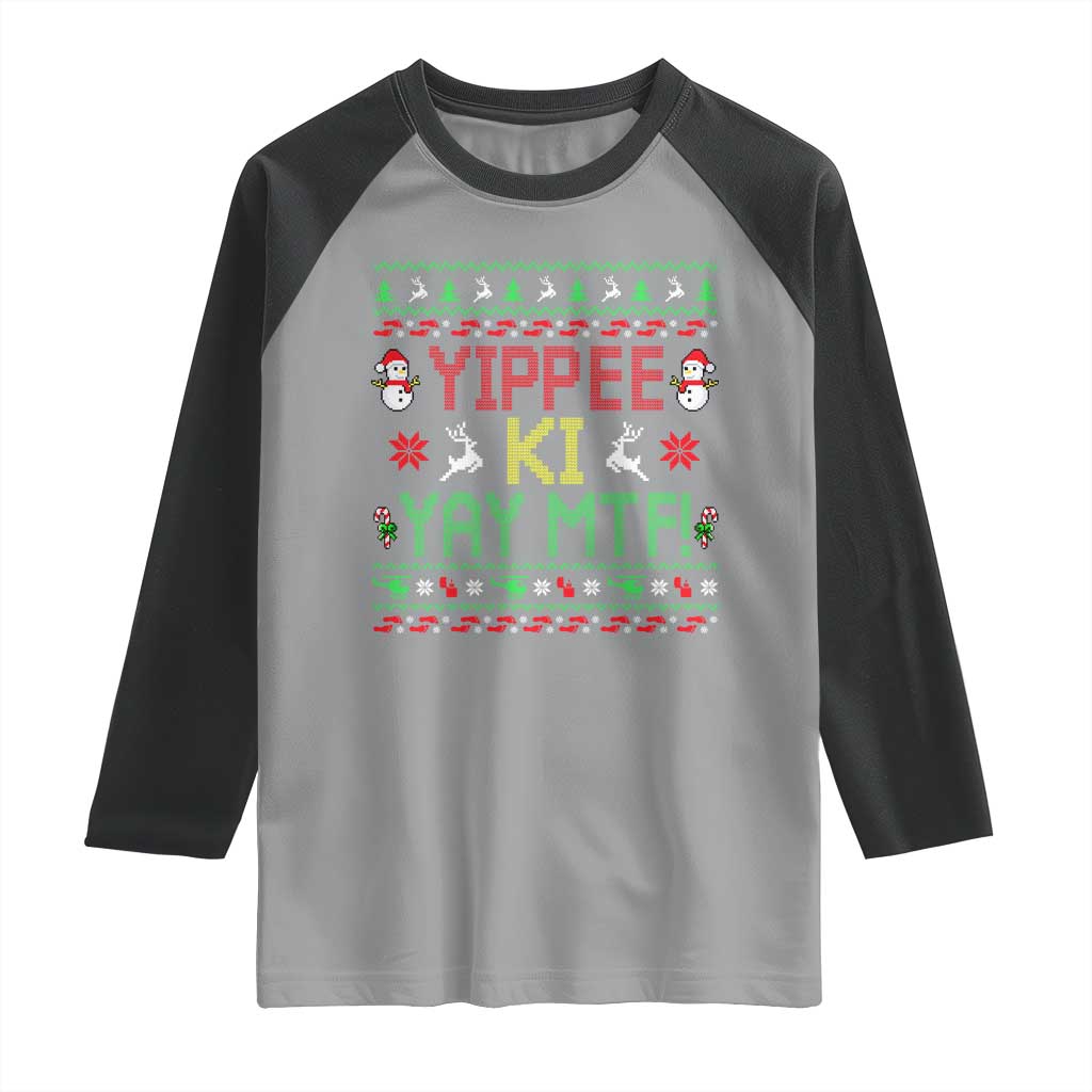 Yippee Ki Yay Raglan Shirt 80's Movie Xmas Gift Ugly Christmas TS10 Sport Gray Black Print Your Wear