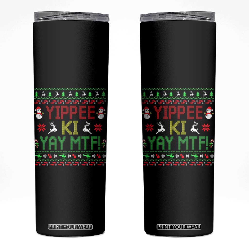 Yippee Ki Yay Skinny Tumbler 80's Movie Xmas Gift Ugly Christmas TS10 Black Print Your Wear