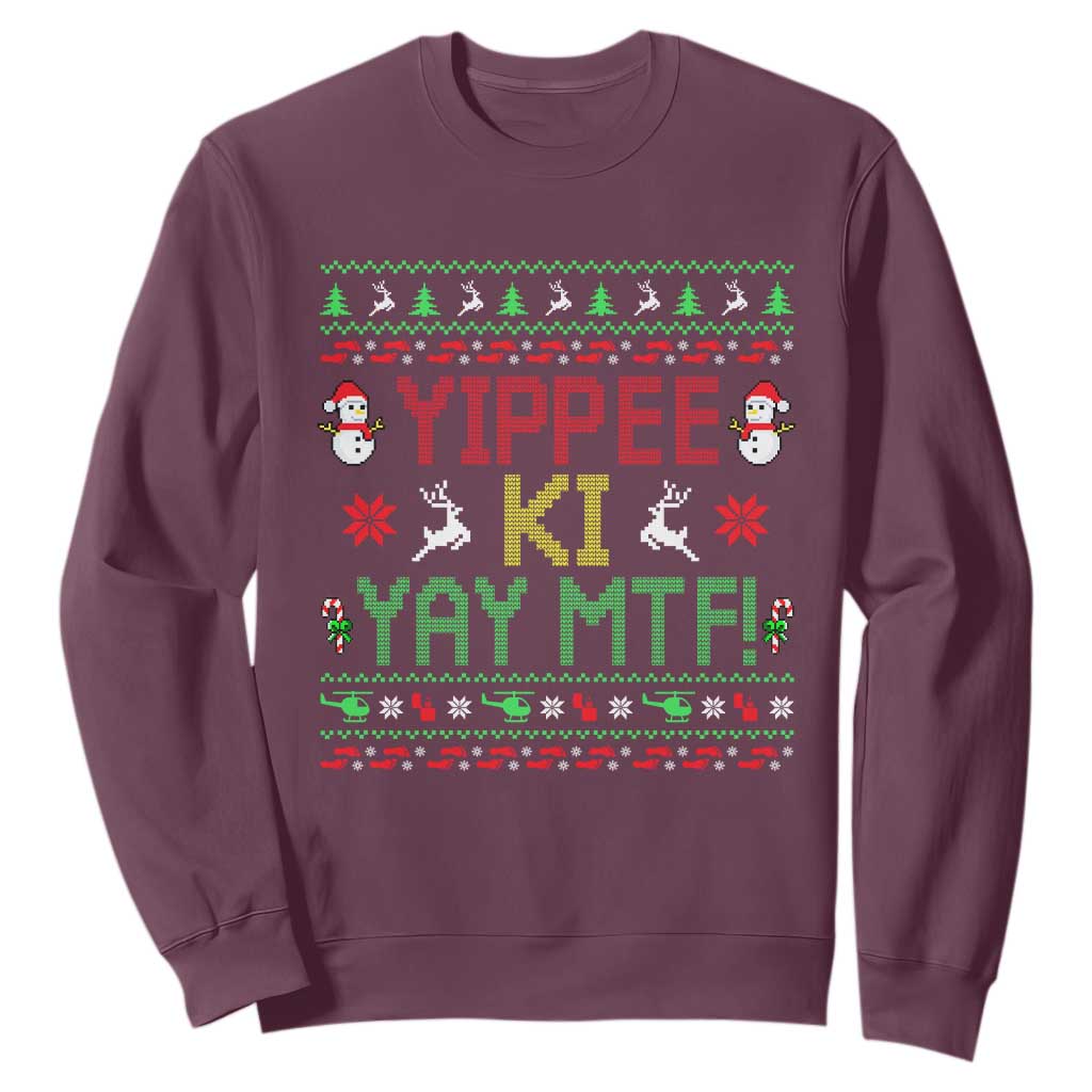 Yippee Ki Yay Sweatshirt 80's Movie Xmas Gift Ugly Christmas TS10 Maroon Print Your Wear