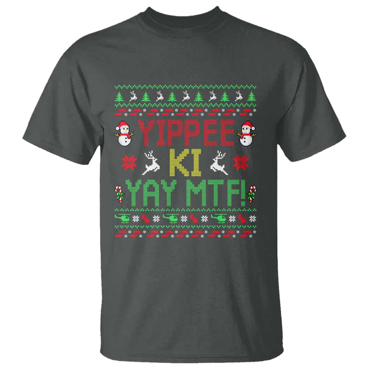 Yippee Ki Yay T Shirt 80's Movie Xmas Gift Ugly Christmas TS10 Dark Heather Print Your Wear