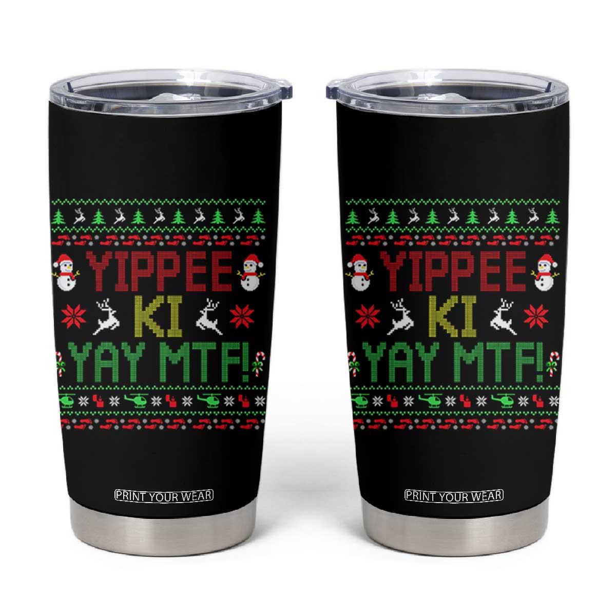 Yippee Ki Yay Tumbler Cup 80's Movie Xmas Gift Ugly Christmas TS10 Black Print Your Wear