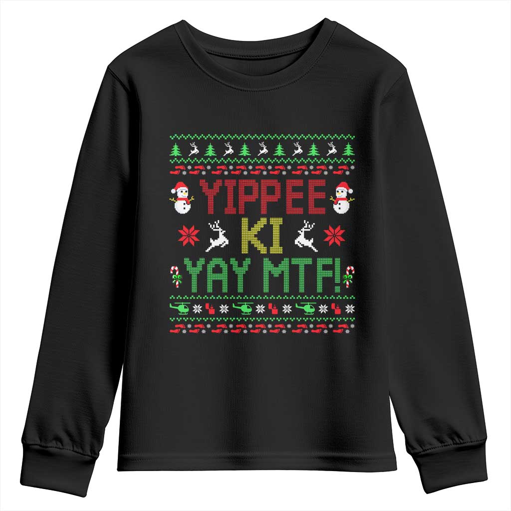 Yippee Ki Yay Youth Sweatshirt 80's Movie Xmas Gift Ugly Christmas TS10 Black Print Your Wear