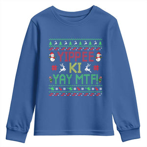 Yippee Ki Yay Youth Sweatshirt 80's Movie Xmas Gift Ugly Christmas TS10 Royal Blue Print Your Wear