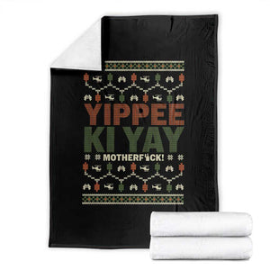 Yippee Ki Yay Throw Blanket Retro 80's Movie Xmas Gift Ugly Christmas TS10 Black Print Your Wear